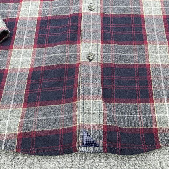 UNTUCKit Shirt Mens Large Red Navy Plaid Alentejo Slim Fit Cotton Button Down - Picture 13 of 16